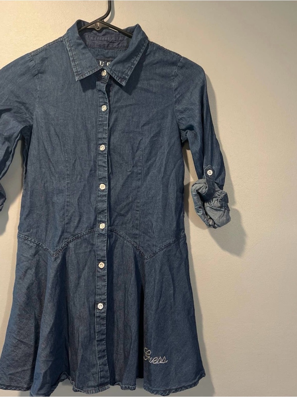 *Guess Dark Blue Denim Shirt Dress for Girls